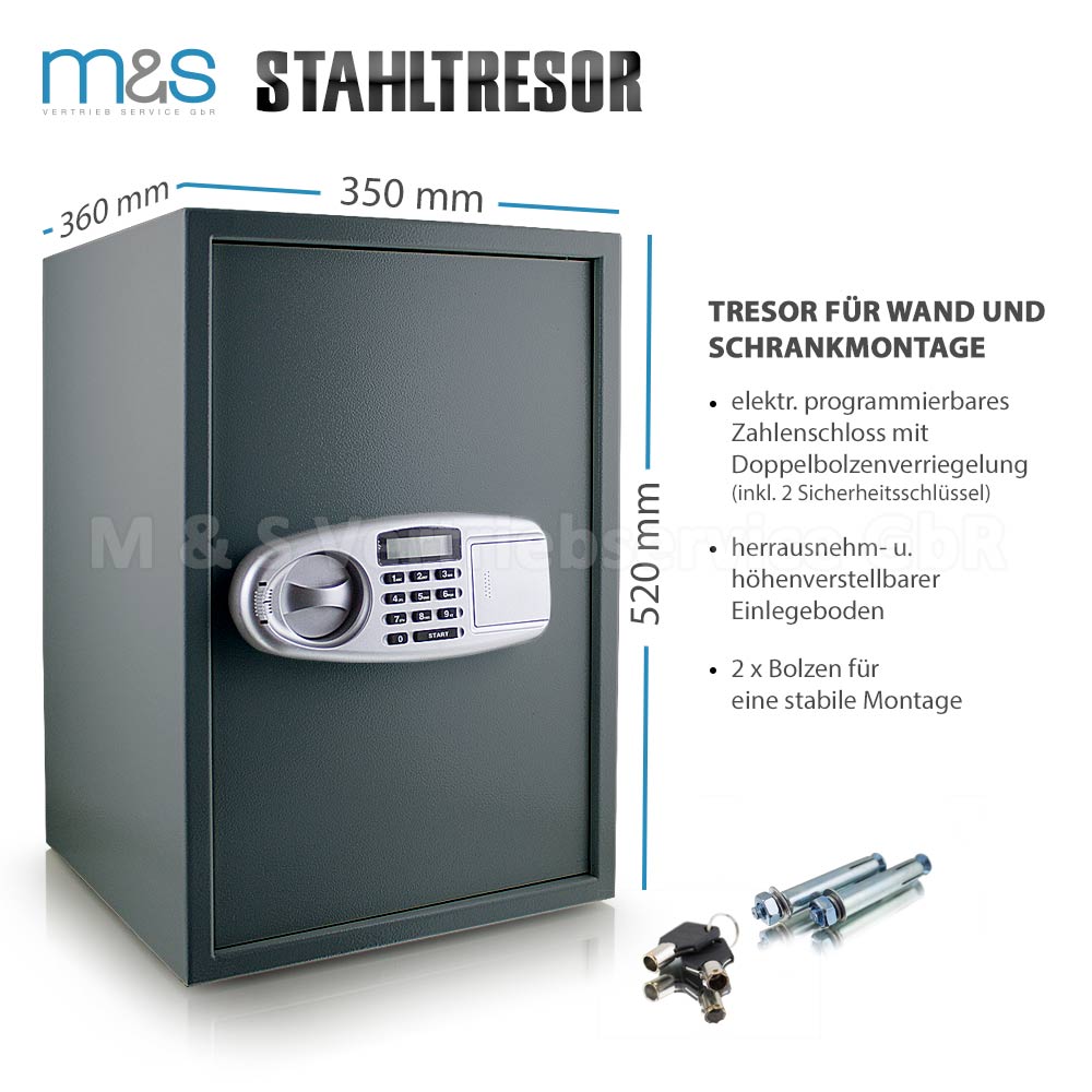Safe Tresor Wandtresor Wandsafe Geldschrank Möbeltresor Stahlschrank